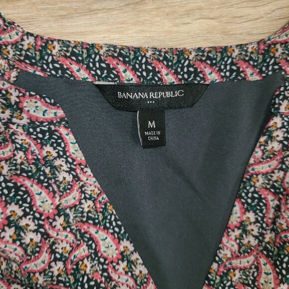 Banana Republic women M Chiffon Flare Knee Dress Flutter sleeve paisley - Picture 3 of 6